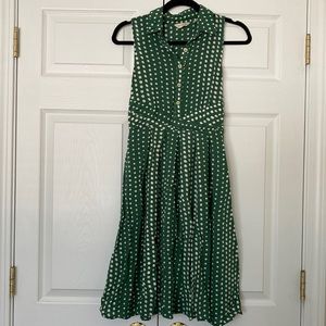 Anthropologie Tylho Brynn Green Polka Dot Dress XS
